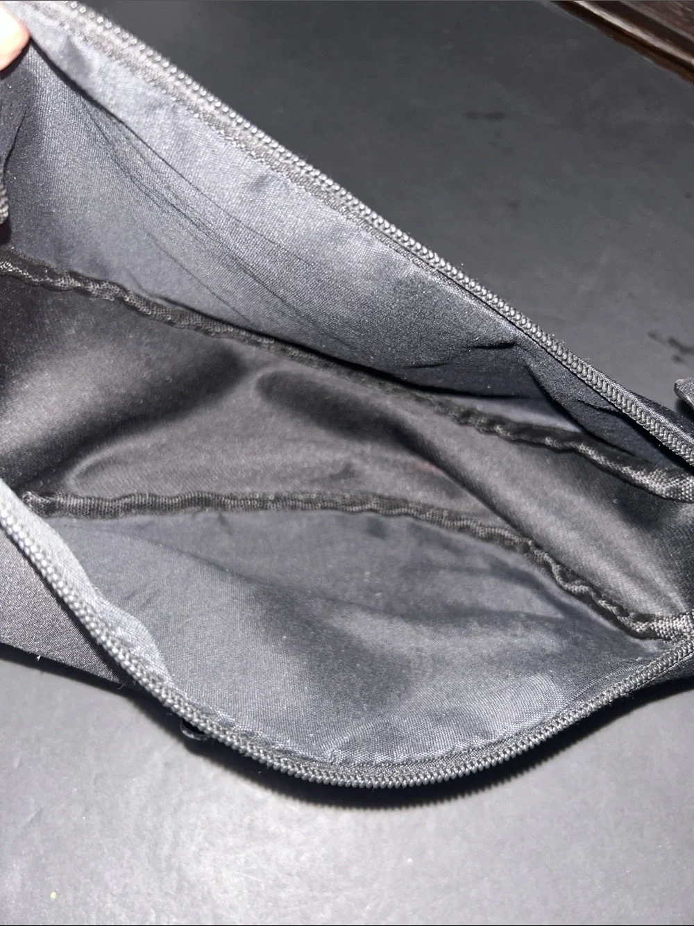 Beautiful Black Crescent Nylon Shoulder Bag with Silver Logo - Picture 8 of 8